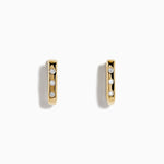 Diamond Rectangular Huggie Earrings in 14K Yellow Gold