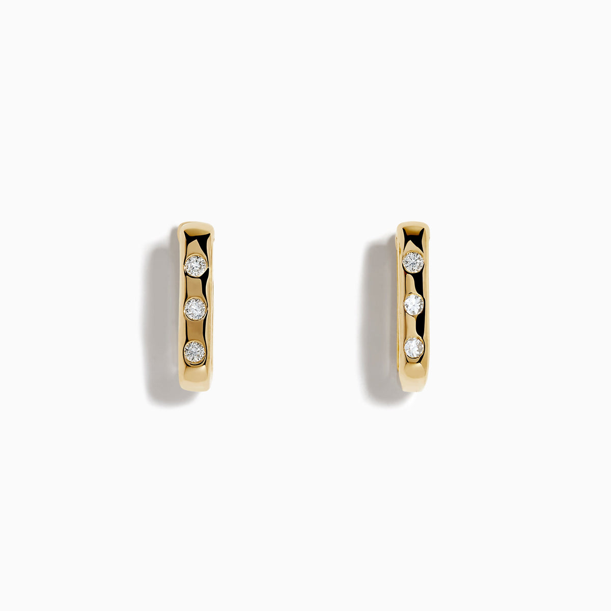 Diamond Rectangular Huggie Earrings in 14K Yellow Gold
