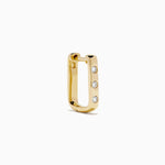 Diamond Rectangular Huggie Earrings in 14K Yellow Gold view 3