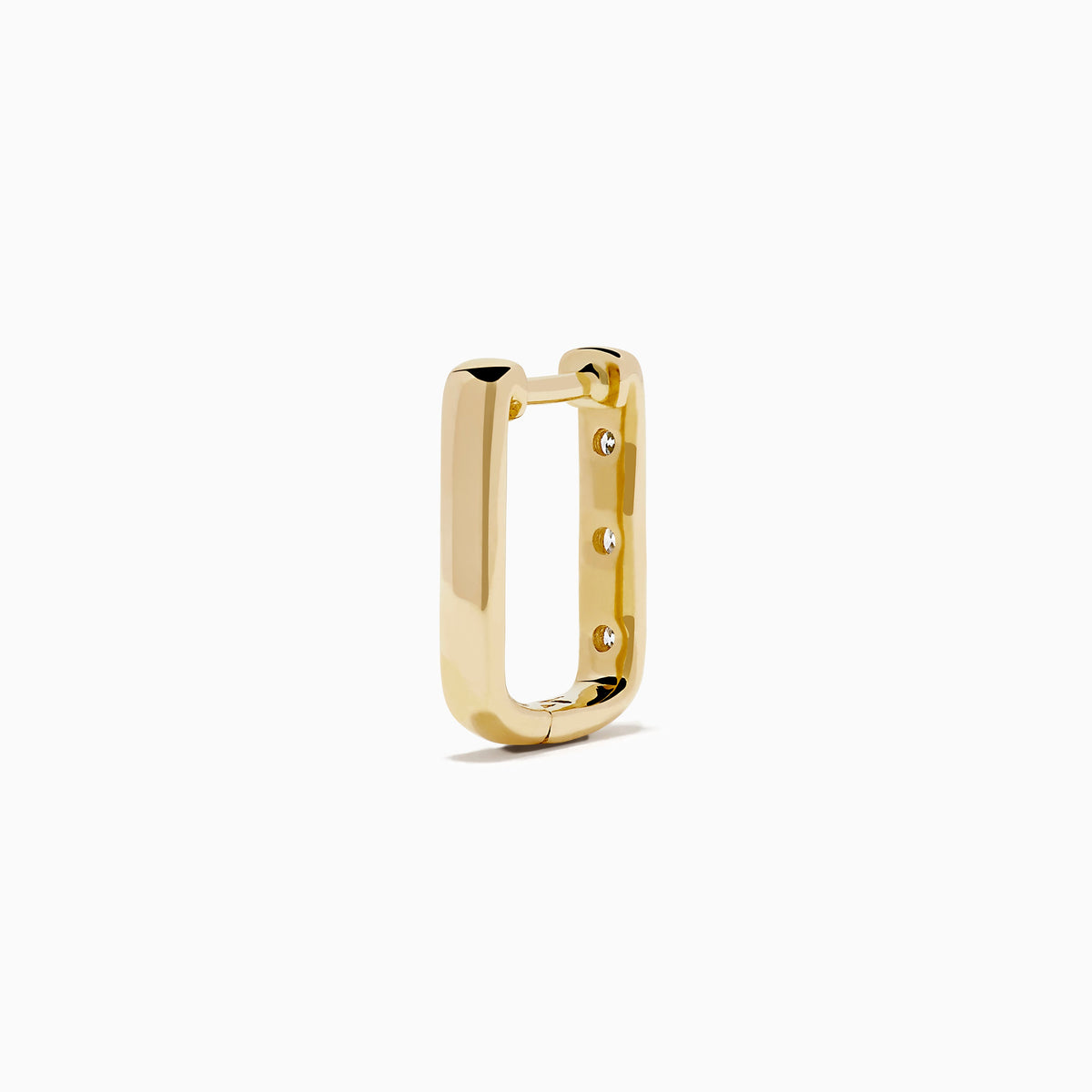 Diamond Rectangular Huggie Earrings in 14K Yellow Gold view 4