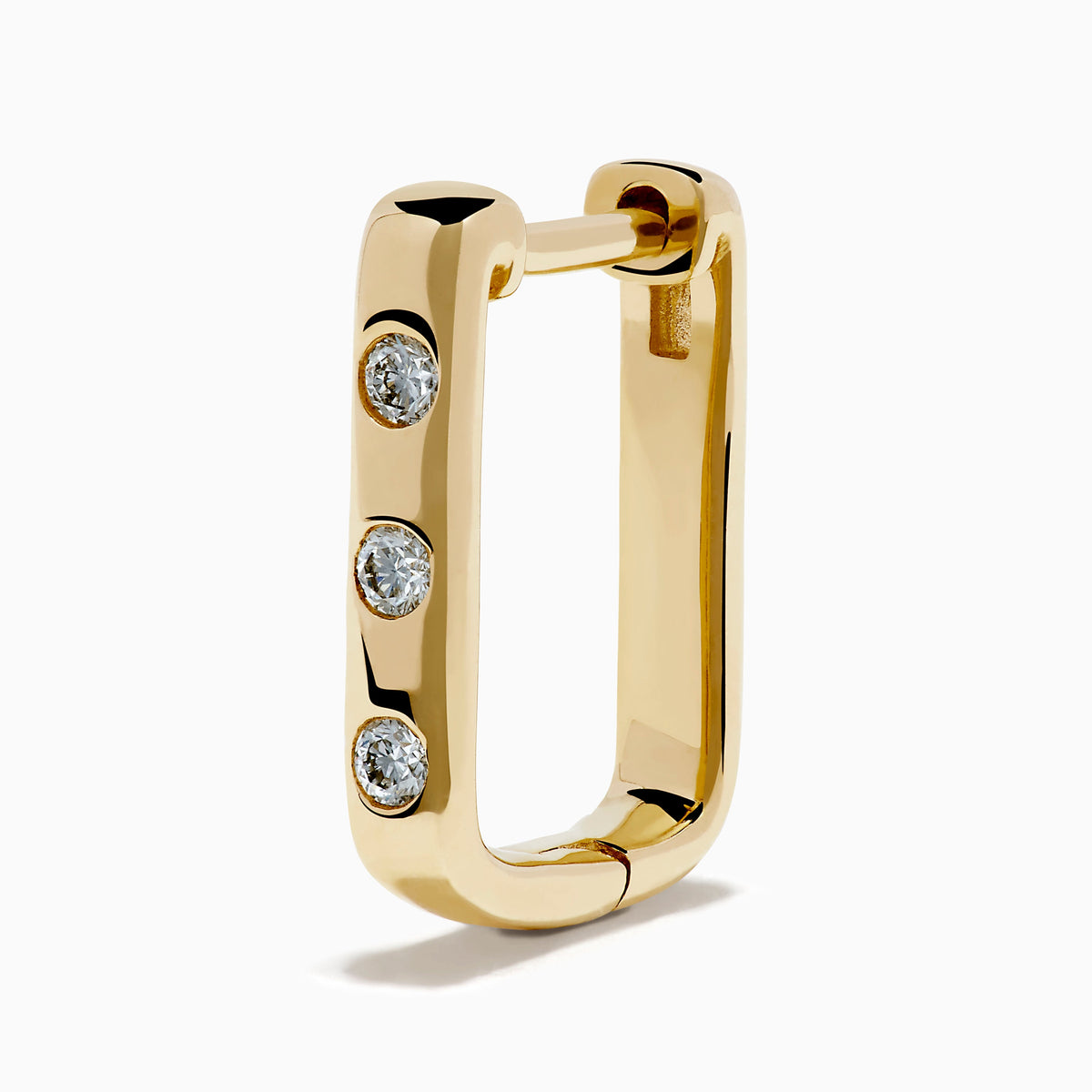 Diamond Rectangular Huggie Earrings in 14K Yellow Gold view 2