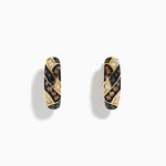 Espresso, Black and White Diamond Huggie Earrings in 14K Yellow Gold