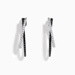 Black and White Diamond Crossover Pavé Earrings in 14K White Gold