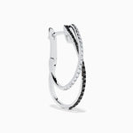 Black and White Diamond Crossover Pavé Earrings in 14K White Gold view 3