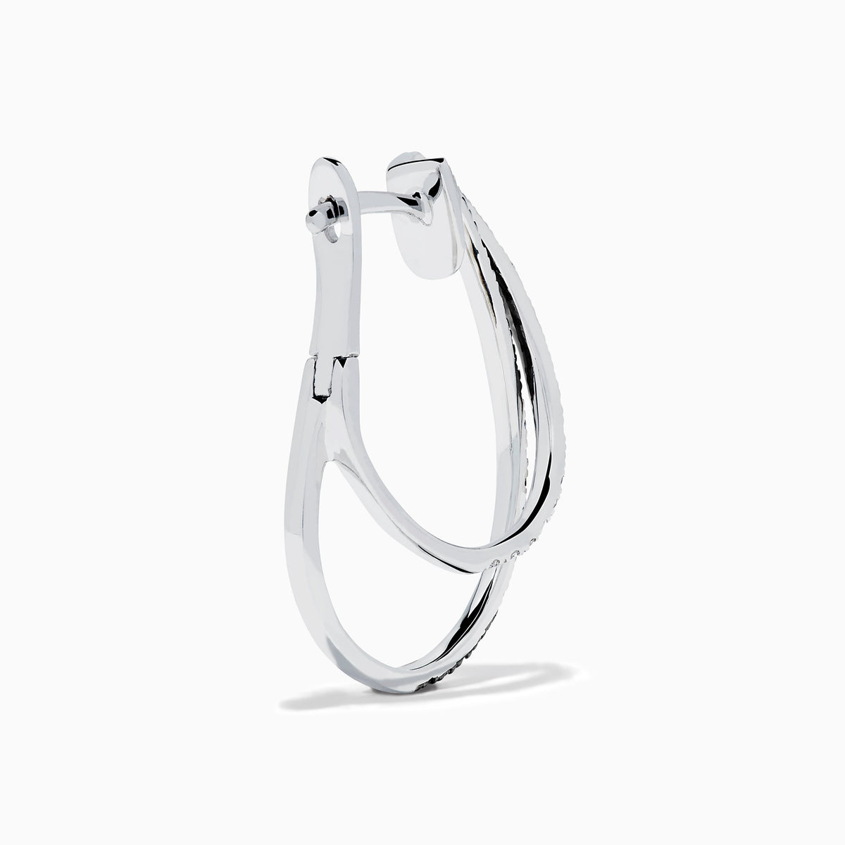 Black and White Diamond Crossover Pavé Earrings in 14K White Gold view 4
