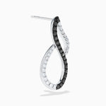 Black and White Diamond Vertical Infinity Earrings in 14K White Gold view 3