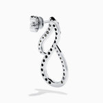 Black and White Diamond Vertical Infinity Earrings in 14K White Gold view 4