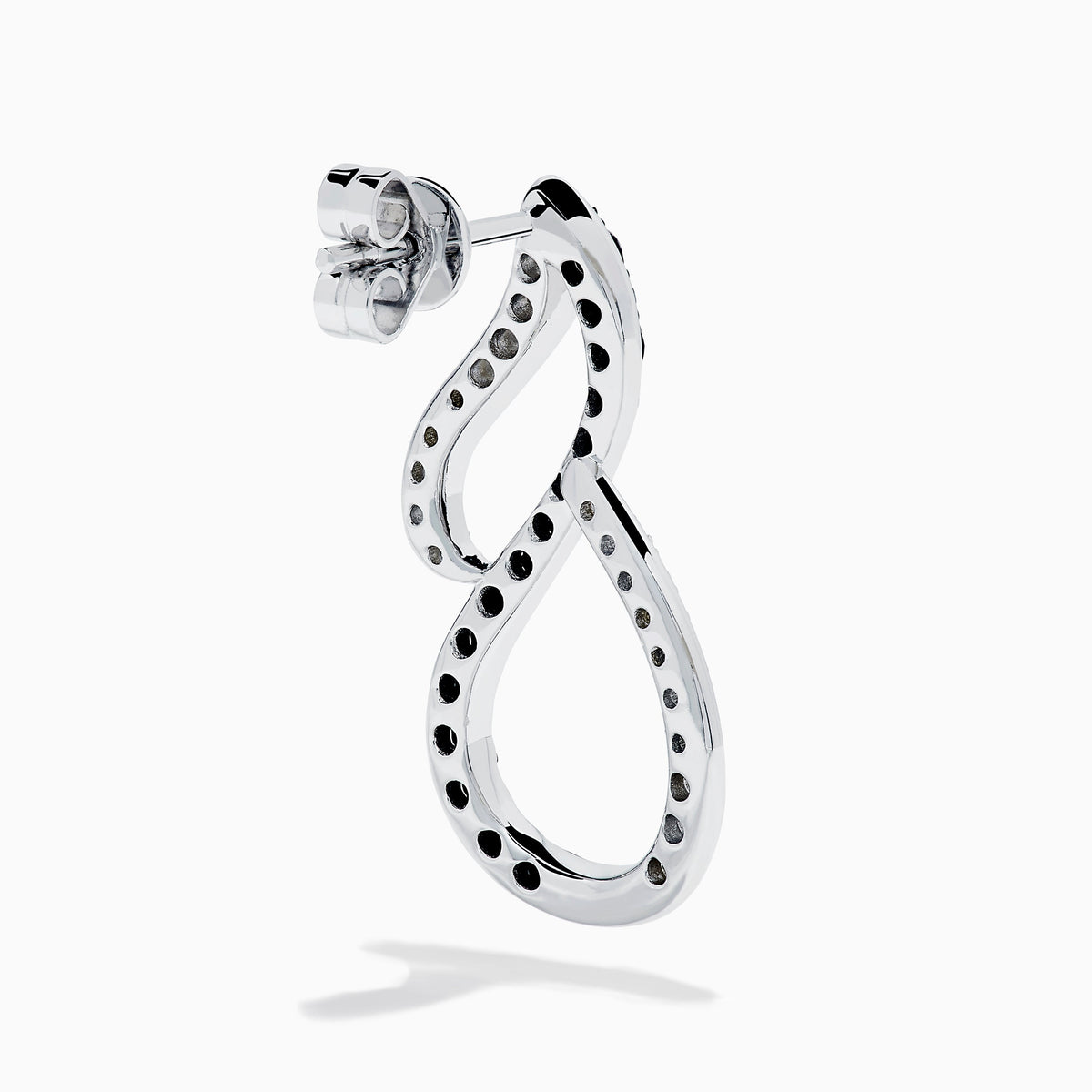 Black and White Diamond Vertical Infinity Earrings in 14K White Gold view 4