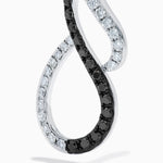 Black and White Diamond Vertical Infinity Earrings in 14K White Gold view 2