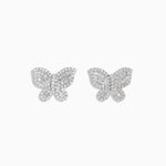 Diamond Butterfly Earrings in 14K White Gold