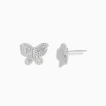 Diamond Butterfly Earrings in 14K White Gold view 2