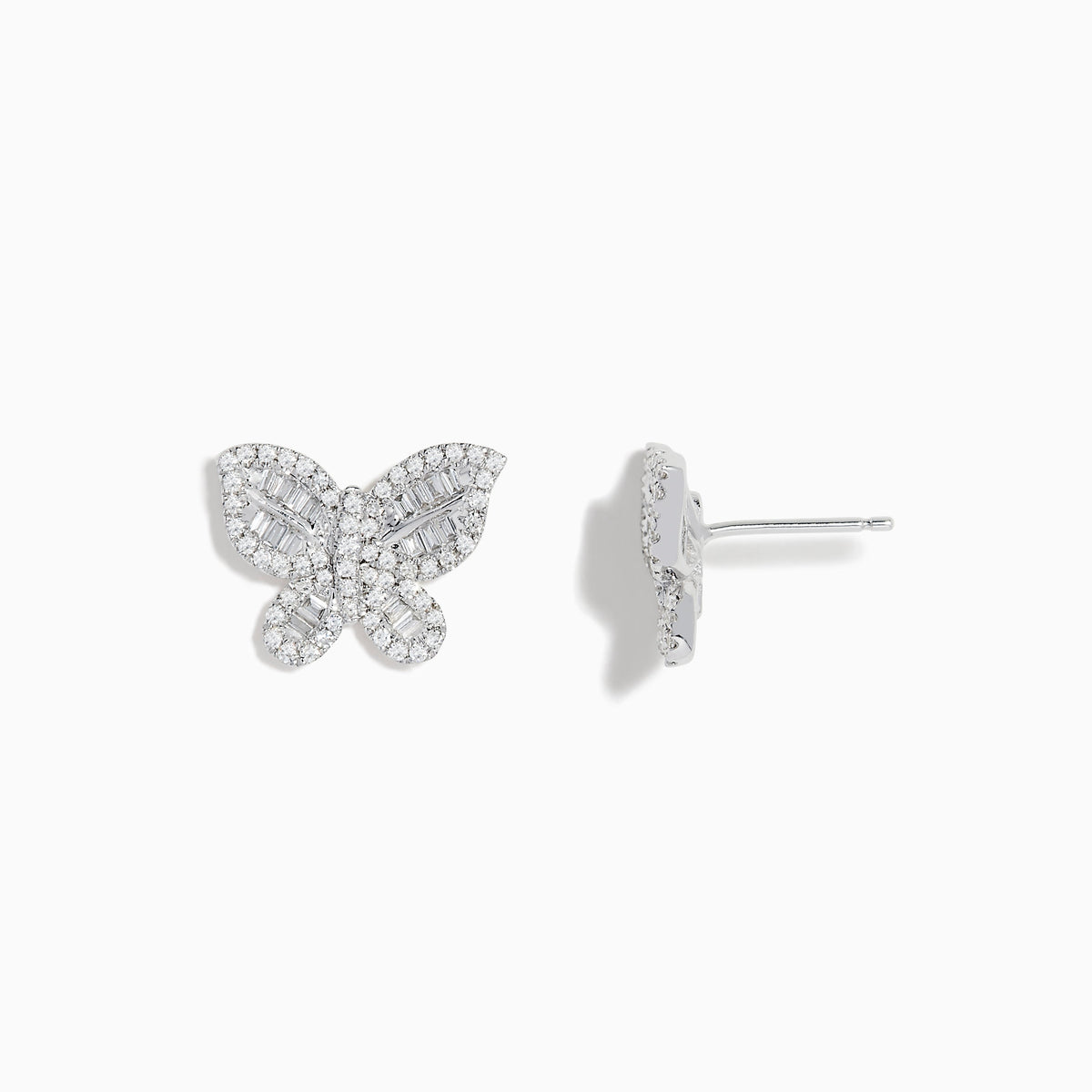 Diamond Butterfly Earrings in 14K White Gold view 2