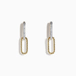 Diamond Paperclip Earrings in 14K Yellow Gold, 0.12 ctw