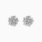 Diamond Flower Stud Earrings in 14K White Gold