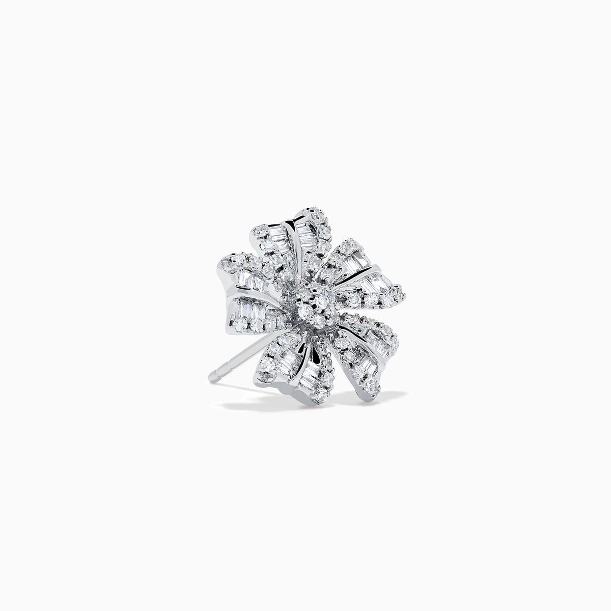Diamond Flower Stud Earrings in 14K White Gold view 3