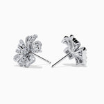 Diamond Flower Stud Earrings in 14K White Gold view 2