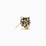 Diamond and Enamel Panther Earrings in 14K Yellow Gold view 3