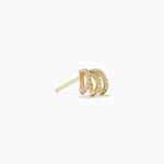 Diamond Triple-Arc Pavé Stud Earrings in 14K Yellow Gold view 3