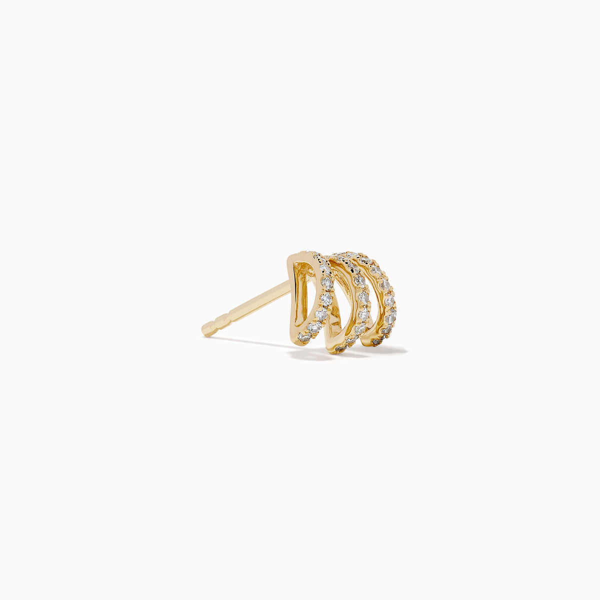 Diamond Triple-Arc Pavé Stud Earrings in 14K Yellow Gold view 3