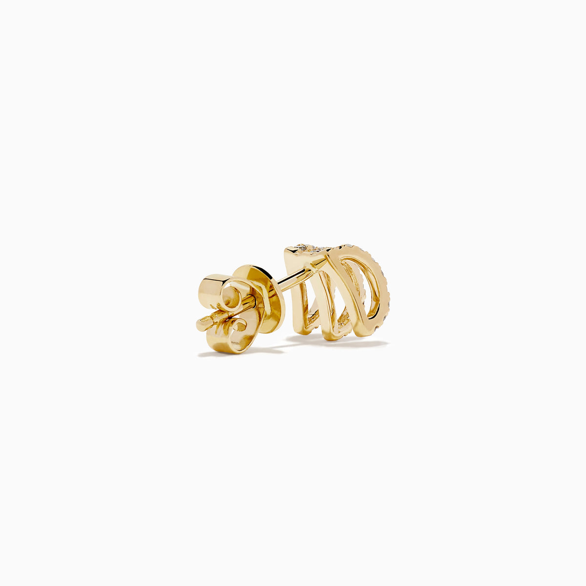 Diamond Triple-Arc Pavé Stud Earrings in 14K Yellow Gold view 4