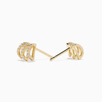 Diamond Triple-Arc Pavé Stud Earrings in 14K Yellow Gold view 2