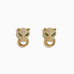 Diamond Panther Earrings in 14K Yellow Gold