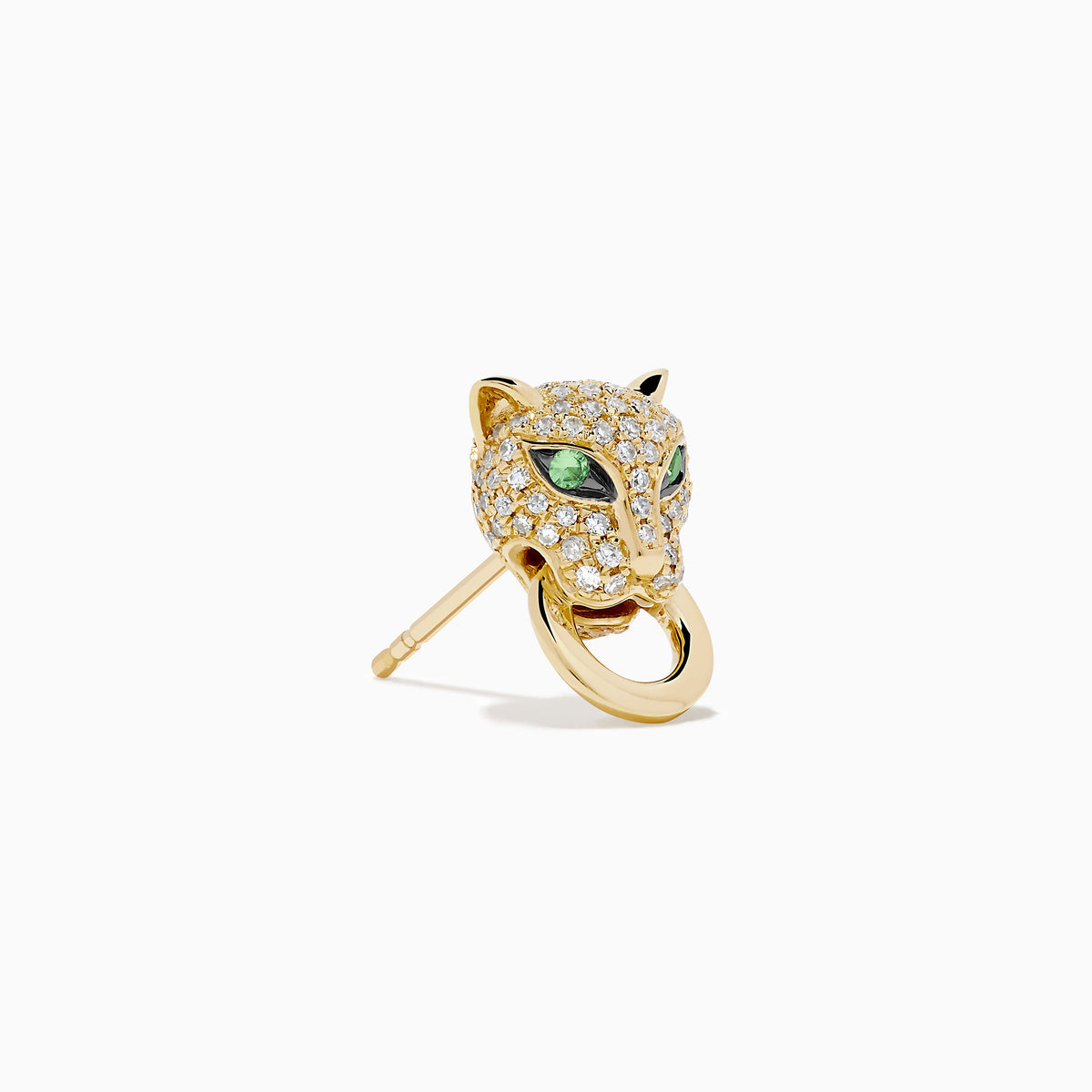 Diamond Panther Earrings in 14K Yellow Gold view 3
