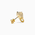 Diamond Panther Earrings in 14K Yellow Gold view 4