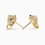 Diamond Panther Earrings in 14K Yellow Gold view 2