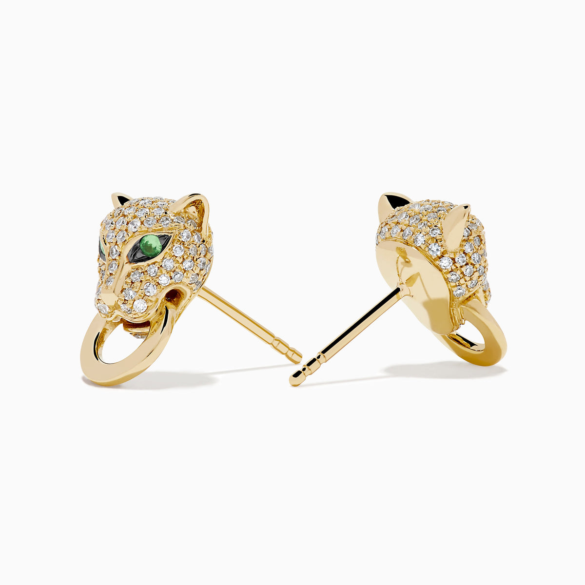 Diamond Panther Earrings in 14K Yellow Gold view 2