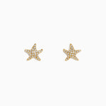 Diamond Starfish Stud Earrings in 14K Yellow Gold