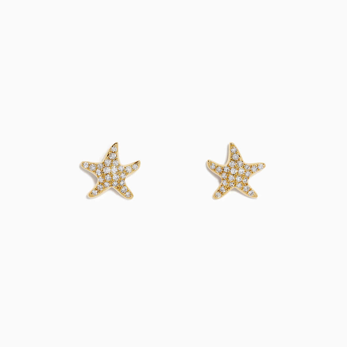 Diamond Starfish Stud Earrings in 14K Yellow Gold
