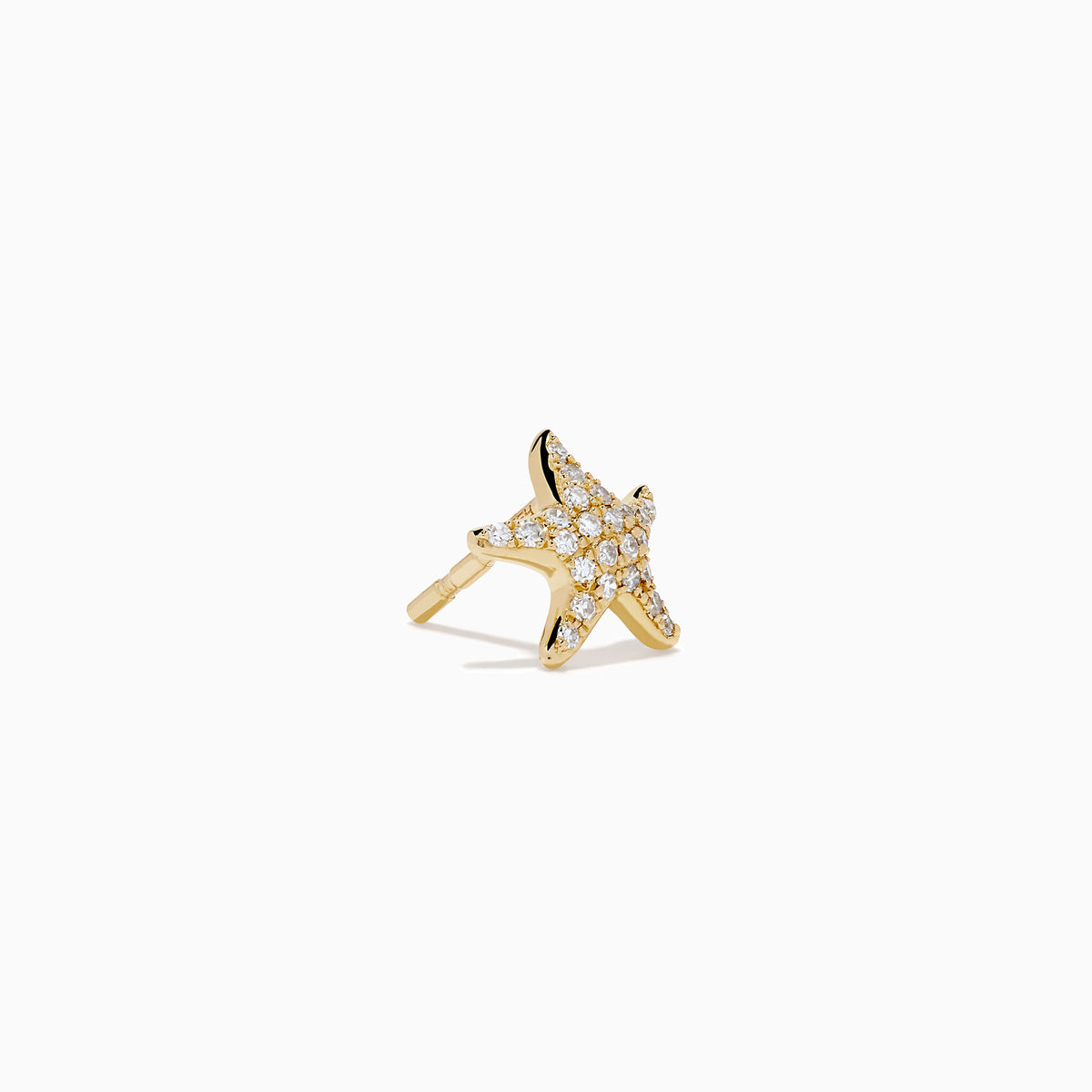 Diamond Starfish Stud Earrings in 14K Yellow Gold view 3