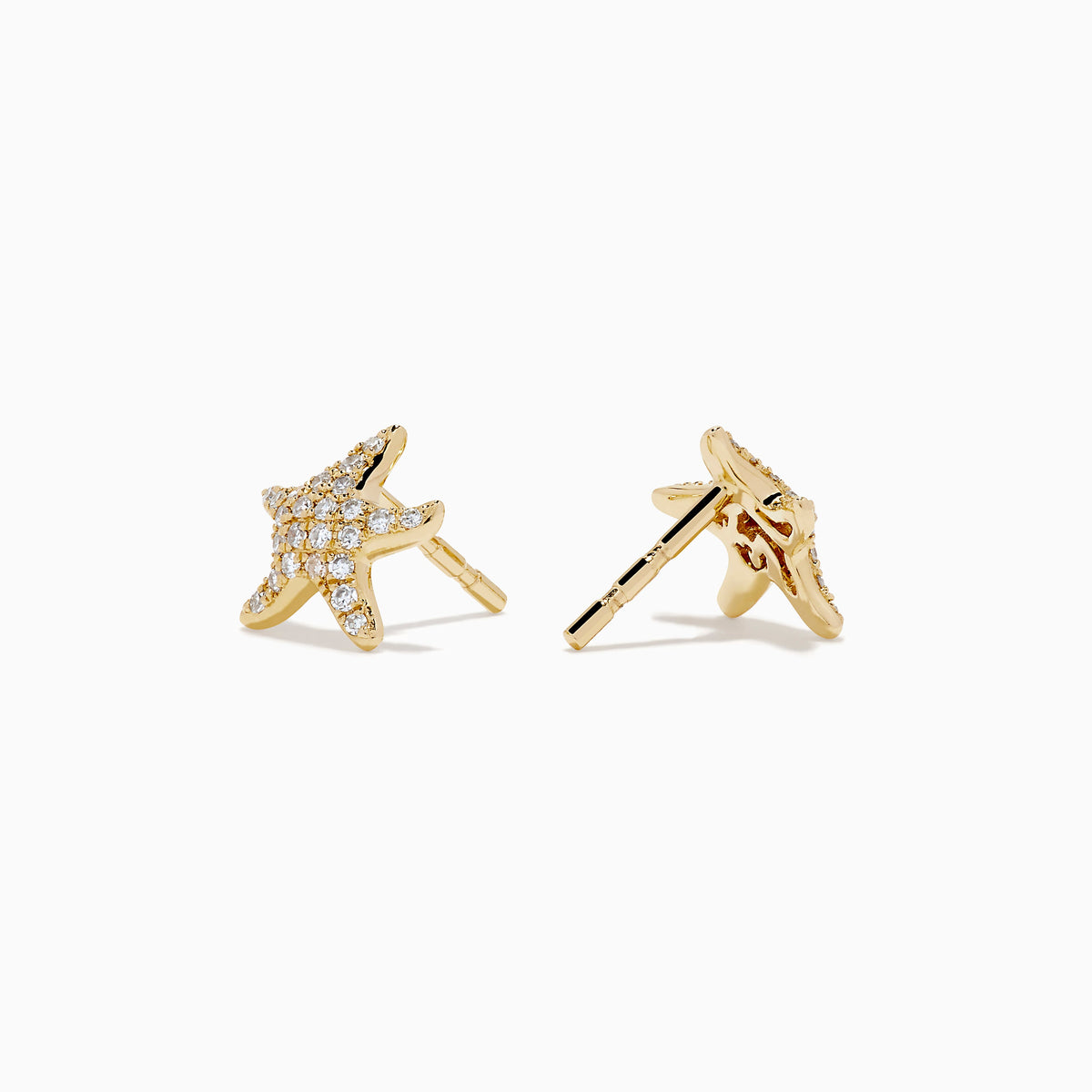 Diamond Starfish Stud Earrings in 14K Yellow Gold view 2
