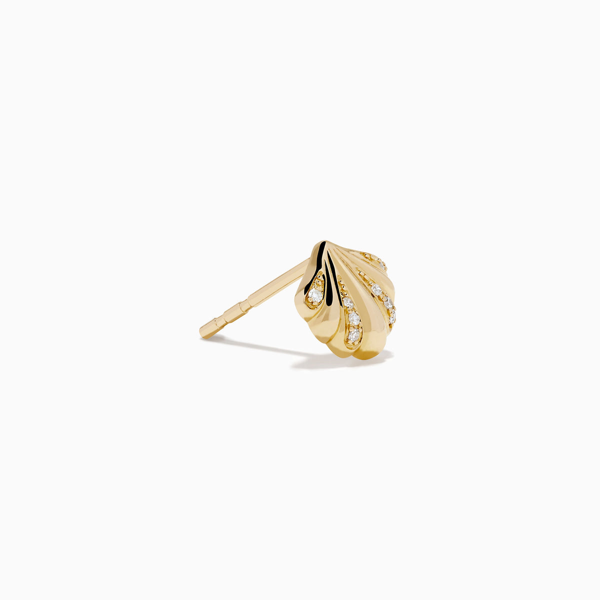 Diamond Shell 8mm Stud Earrings in 14K Yellow Gold view 3