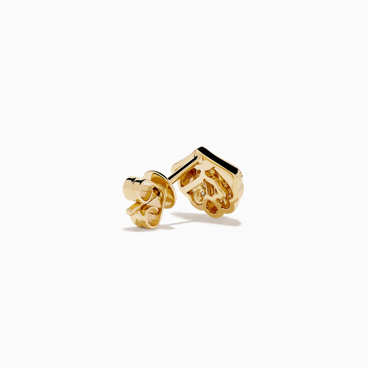 Diamond Shell 8mm Stud Earrings in 14K Yellow Gold view 4