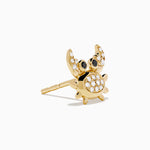 White & Black Diamond Crab Earrings in 14K Yellow Gold view 3
