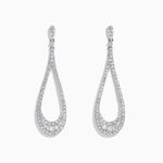 Diamond Elongated Pavé Drop Earrings in 14K White Gold