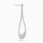 Diamond Elongated Pavé Drop Earrings in 14K White Gold view 3