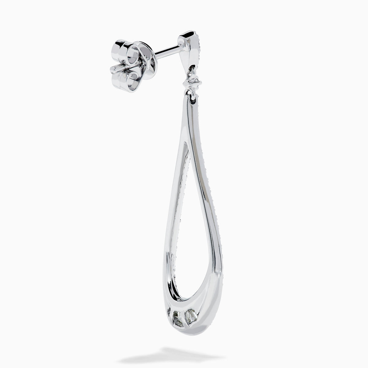 Diamond Elongated Pavé Drop Earrings in 14K White Gold view 4