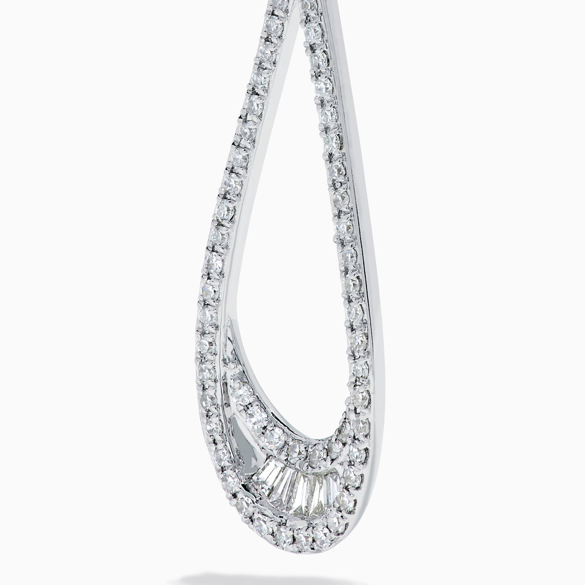 Diamond Elongated Pavé Drop Earrings in 14K White Gold view 2