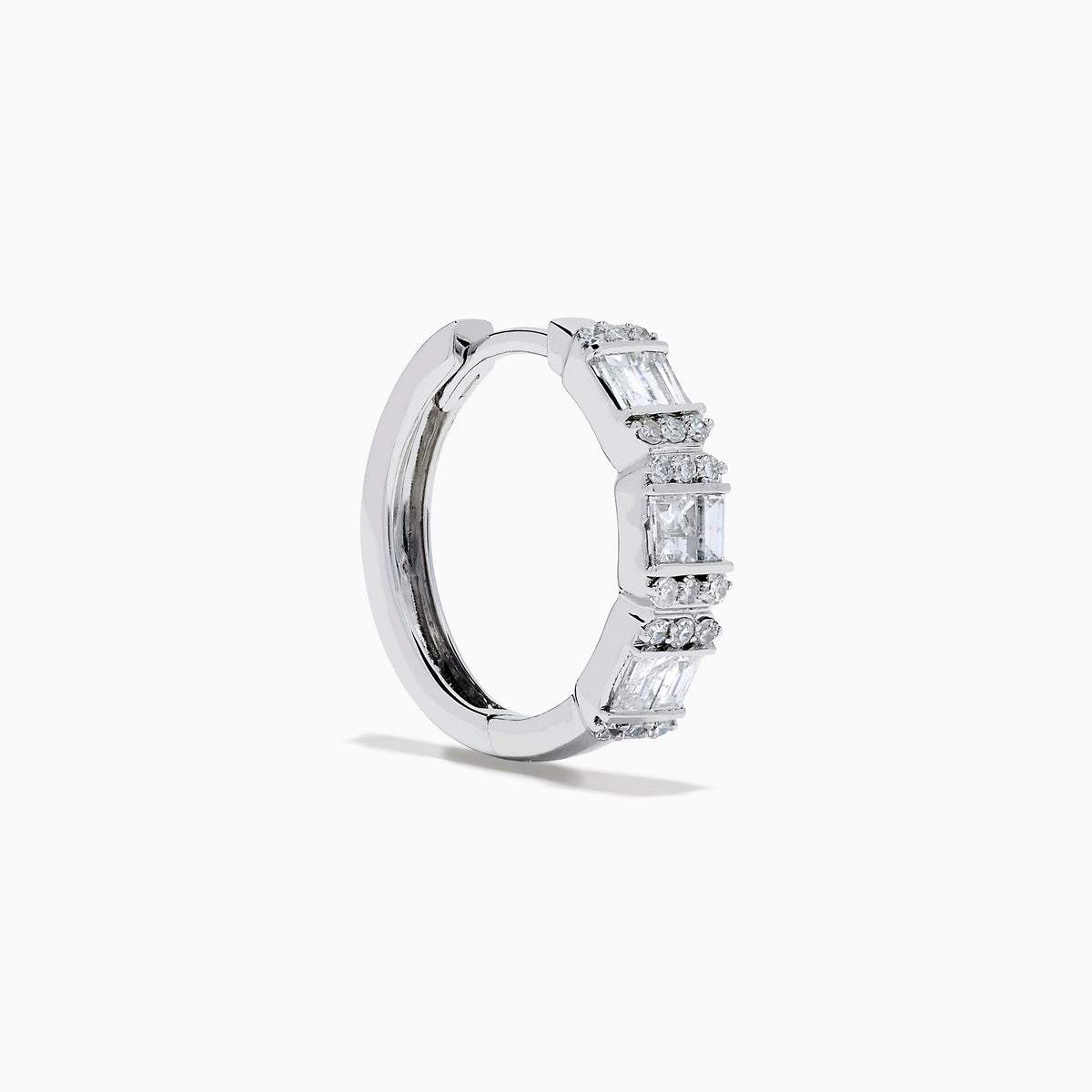 Diamond Hoop Earrings in 14K White Gold view 3