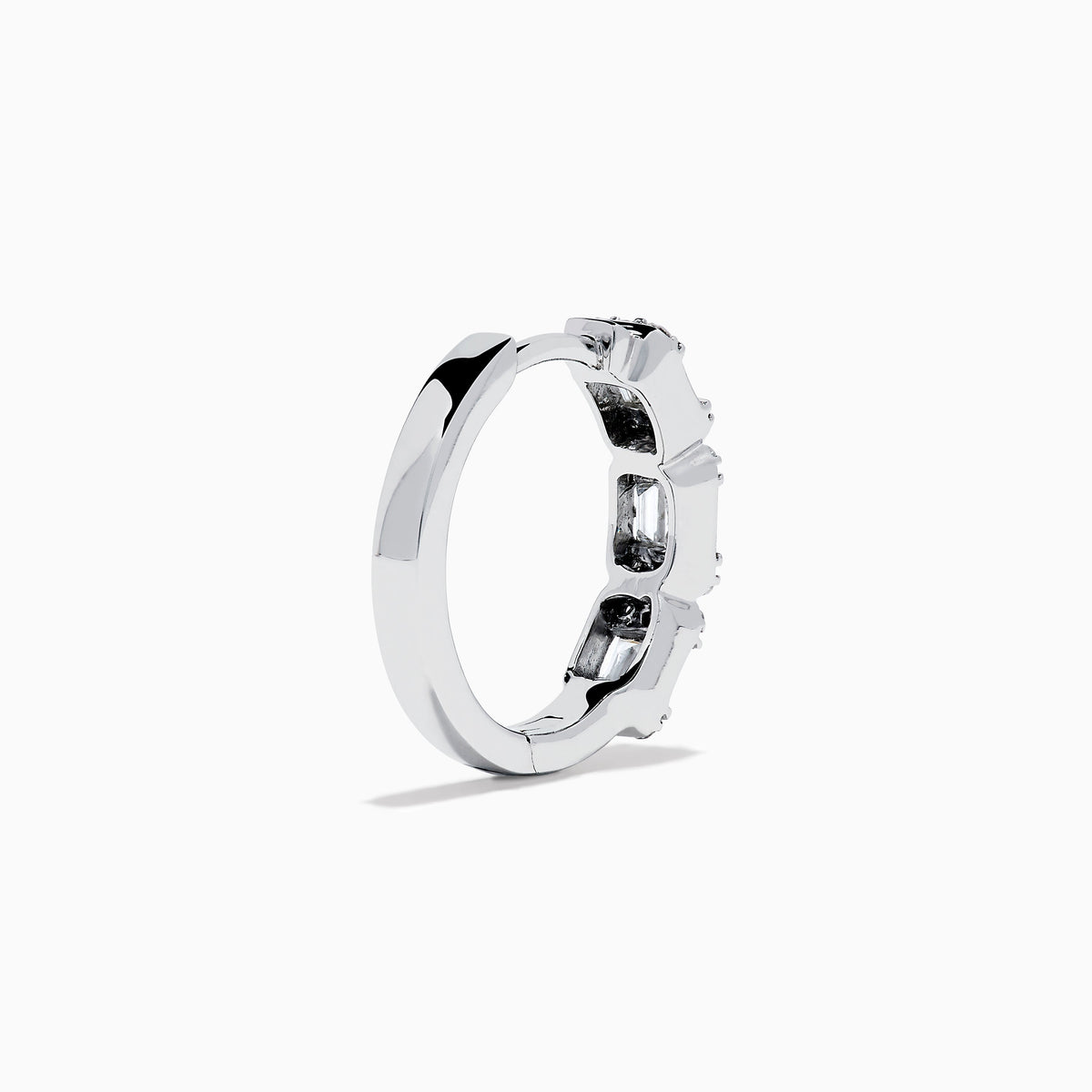 Diamond Hoop Earrings in 14K White Gold view 4