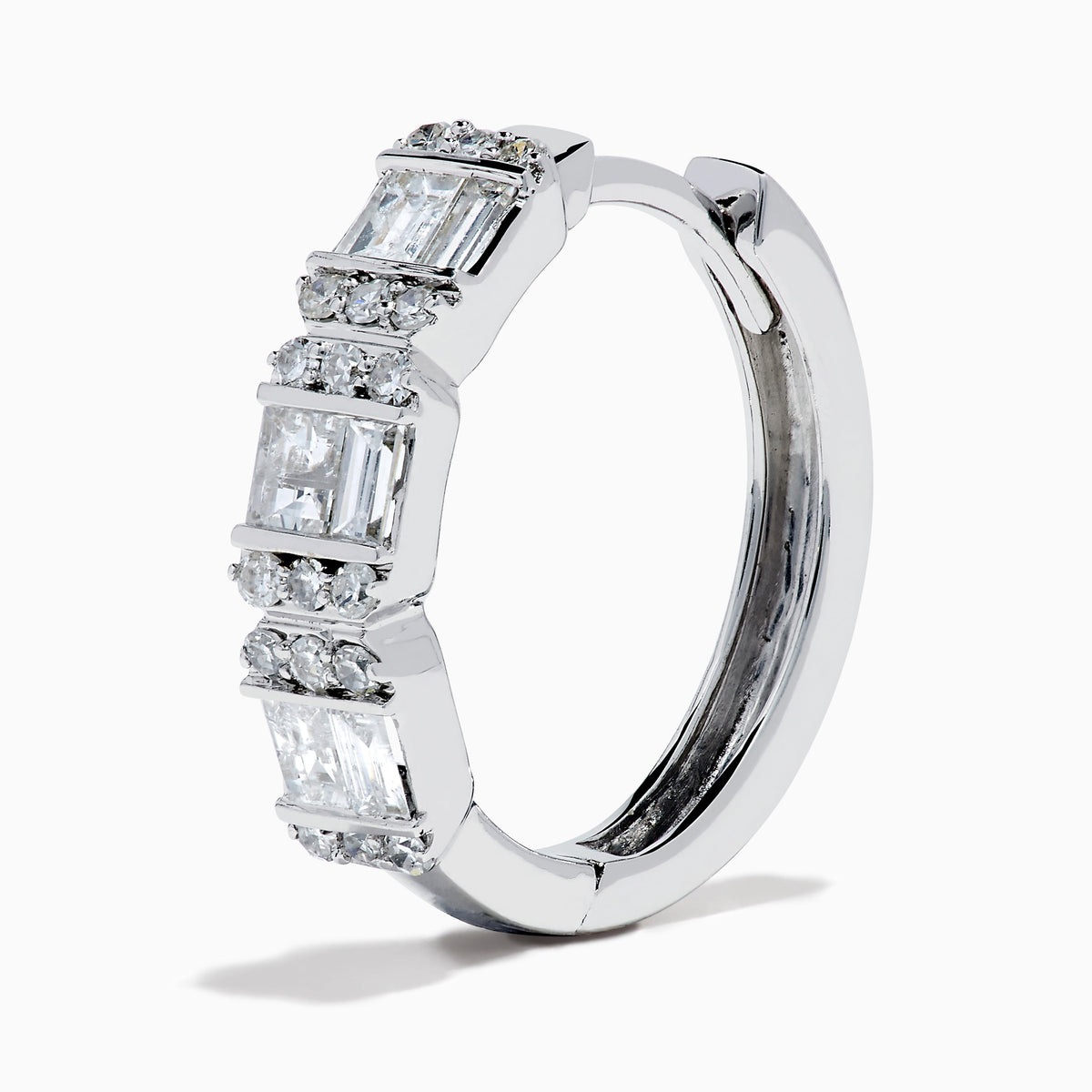 Diamond Hoop Earrings in 14K White Gold view 2