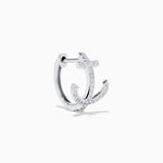 Diamond Anchor Huggie Earrings in 14K White Gold view 3