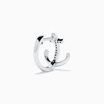 Diamond Anchor Huggie Earrings in 14K White Gold view 4