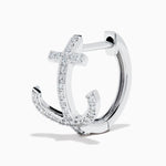 Diamond Anchor Huggie Earrings in 14K White Gold view 2