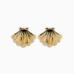 Diamond Shell 13mm Stud Earrings in 14K Yellow Gold