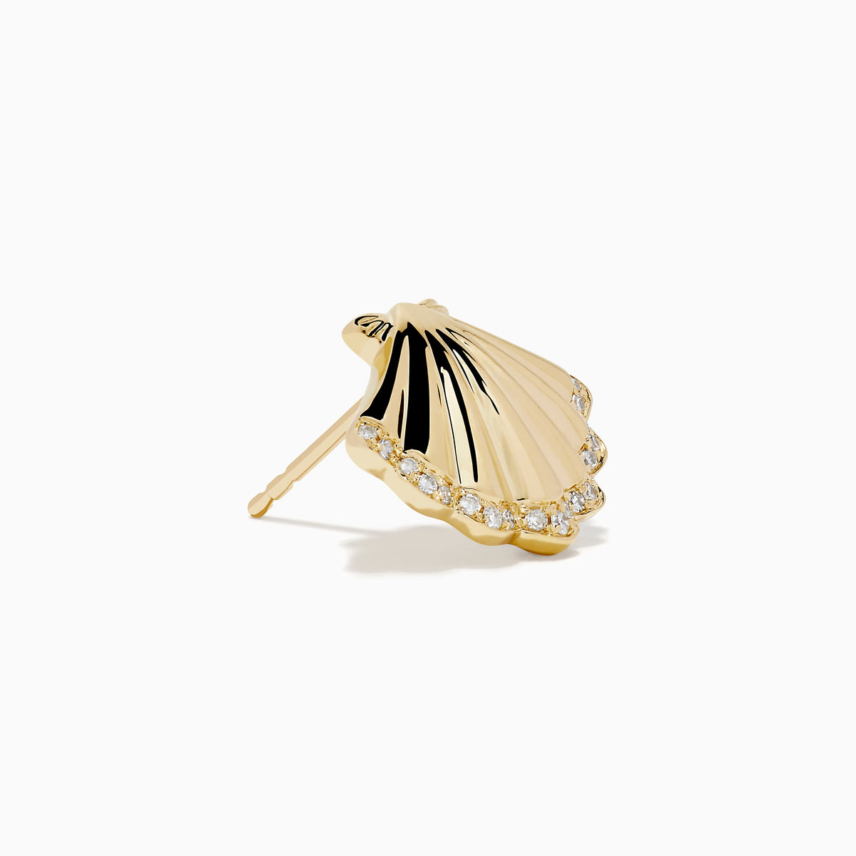 Diamond Shell 13mm Stud Earrings in 14K Yellow Gold view 3