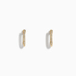 Diamond Rectangular Pavé Huggie Earrings in 14K Yellow Gold
